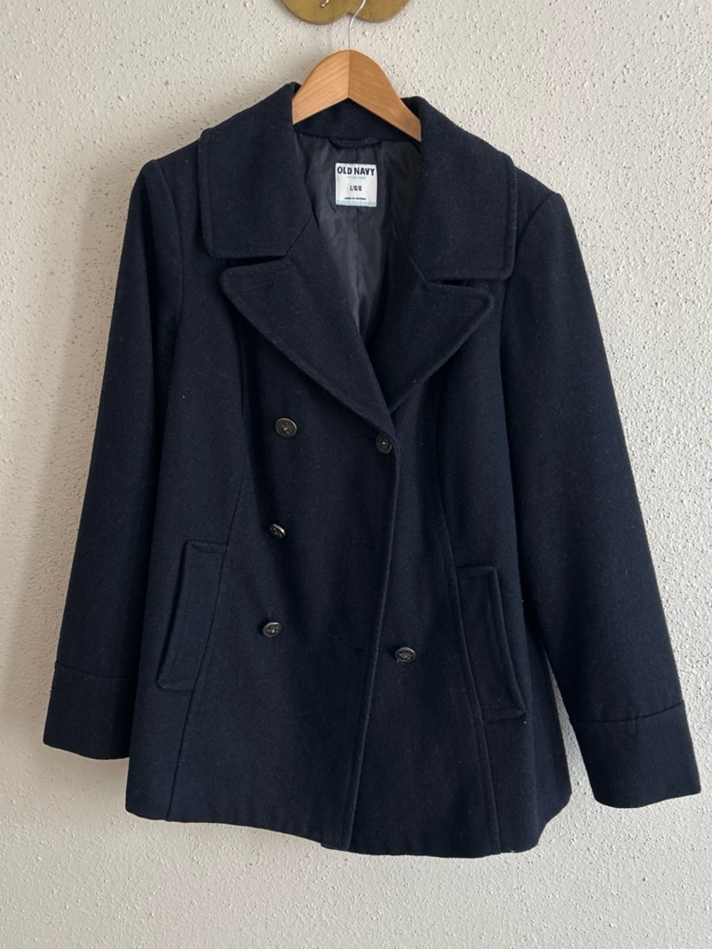 Old Navy Women's Black Double-Breasted Peacoat Jacket Size Large